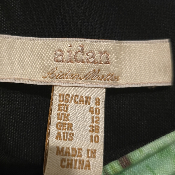 Aidan Mattox Green Purple Rust Asymmetrical Cocktail Dress - Picture 5 of 7